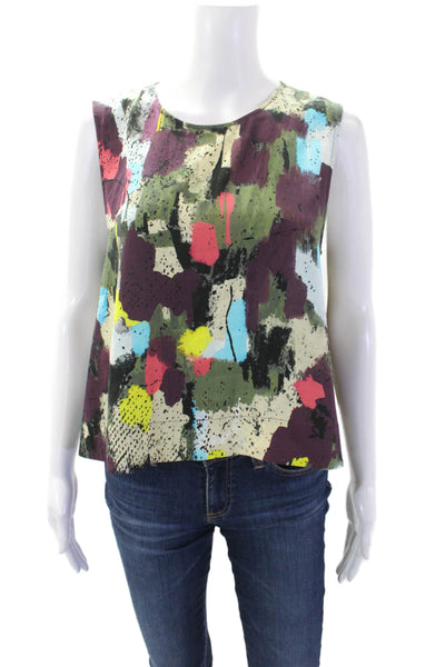 Kit And Ace Womens Silk Sleeveless Abstract Print Blouse Multicolor Size 8