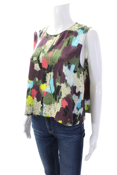 Kit And Ace Womens Silk Sleeveless Abstract Print Blouse Multicolor Size 8
