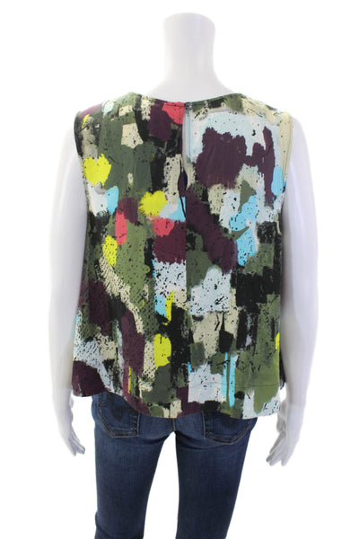 Kit And Ace Womens Silk Sleeveless Abstract Print Blouse Multicolor Size 8