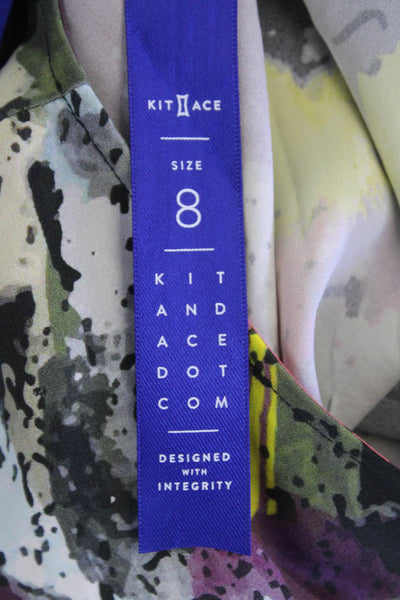 Kit And Ace Womens Silk Sleeveless Abstract Print Blouse Multicolor Size 8