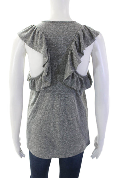 Current/Elliott Womens Ruffled Trim Detail Racerback Tank Top Gray Size 1