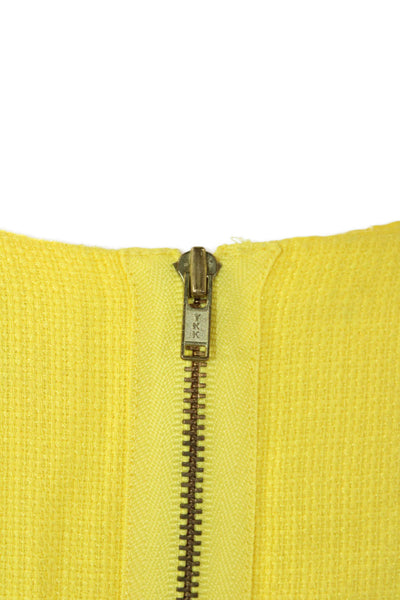 J Crew Womens Cotton Blend Round Neck Zip Up Sleeveless Dress Yellow Size 0