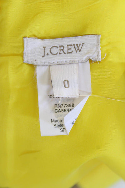 J Crew Womens Cotton Blend Round Neck Zip Up Sleeveless Dress Yellow Size 0