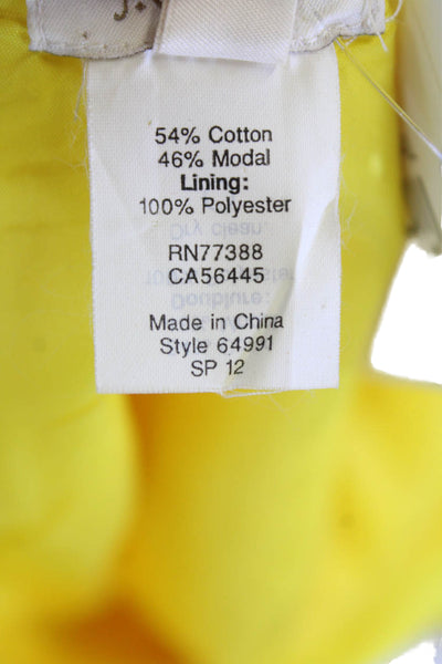J Crew Womens Cotton Blend Round Neck Zip Up Sleeveless Dress Yellow Size 0