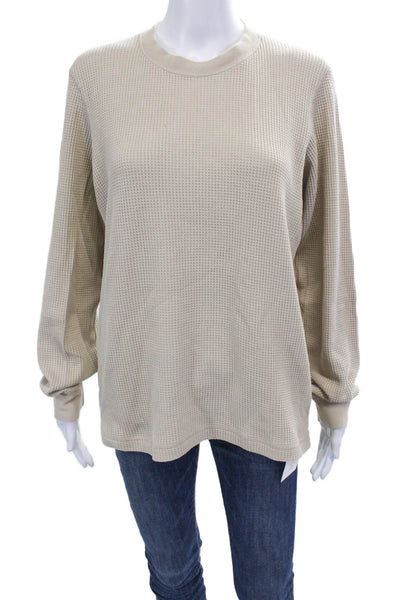 Uniqlo Womens Long Sleeves Thermal Sweatshirt Beige Cotton Size Small