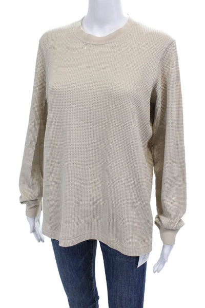 Uniqlo Womens Long Sleeves Thermal Sweatshirt Beige Cotton Size Small