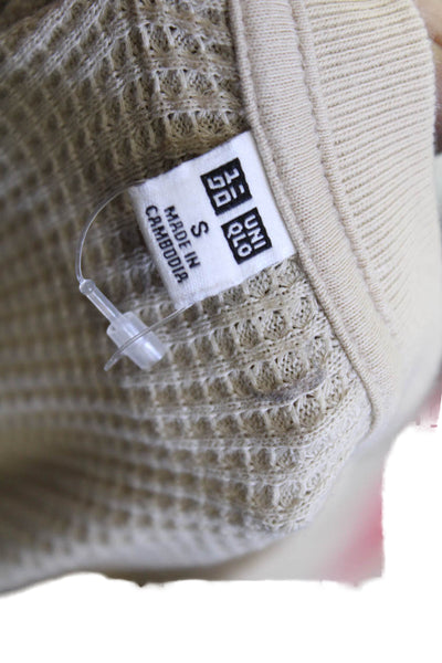 Uniqlo Womens Long Sleeves Thermal Sweatshirt Beige Cotton Size Small