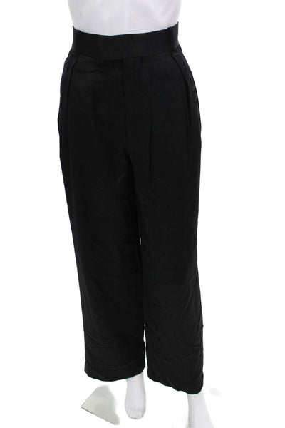 Zara Womens Pleated Front Wide Leg High Rise Pants Black Size Extra Small