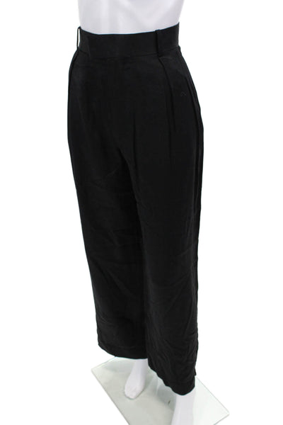 Zara Womens Pleated Front Wide Leg High Rise Pants Black Size Extra Small