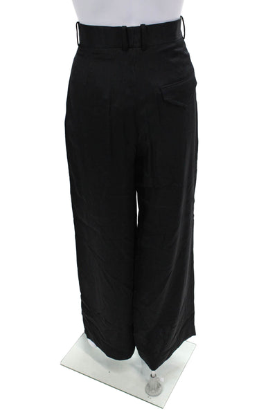 Zara Womens Pleated Front Wide Leg High Rise Pants Black Size Extra Small