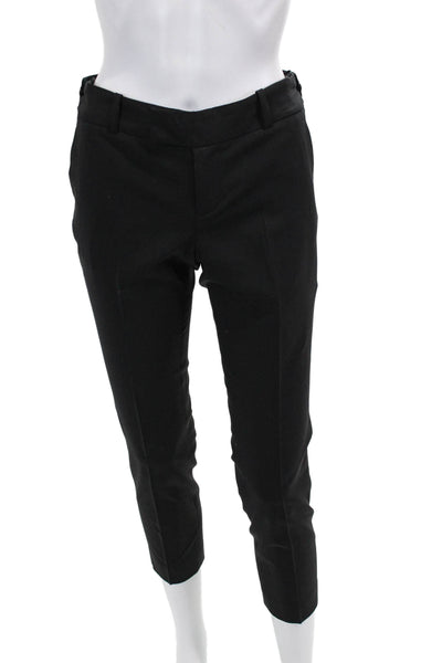 Club Monaco Womens Skinny Leg Creased Dress Pants Black Wool Size 0