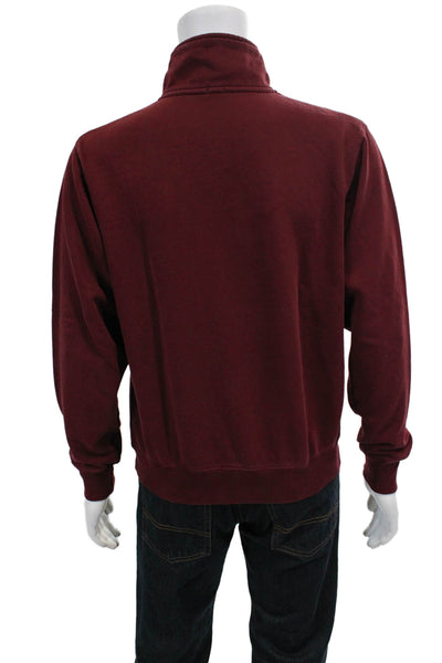 John Galt Mens Half Zipper Turtleneck Sweater Red Cotton Size Small