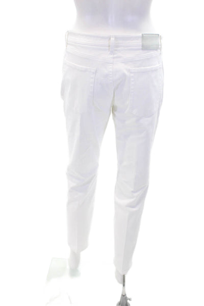 G/Fore Womens Textured Zip Button Slim Leg Lined Pants White Size 08