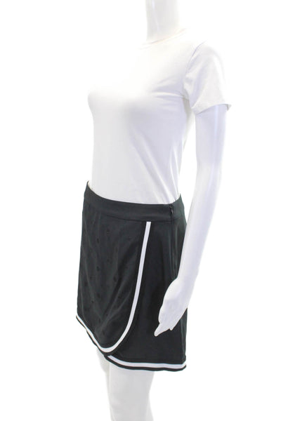 G/Fore Womens Textured Zip Lined Logo Mini Skirt Black Size 08