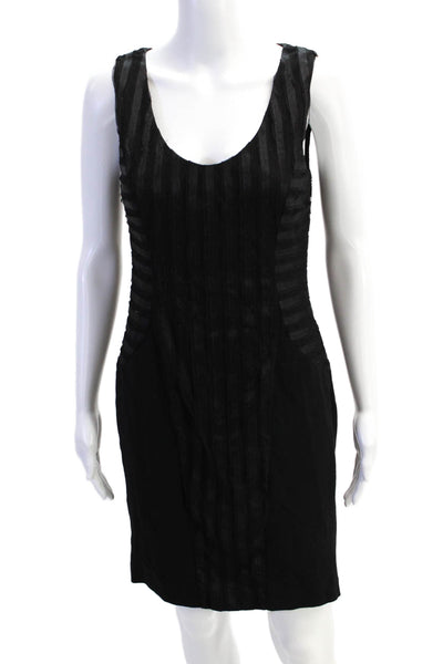 Aidan Aidan Mattox Womens Striped Zip Up Tank Dress Black Size 6
