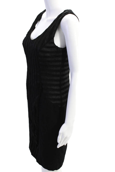 Aidan Aidan Mattox Womens Striped Zip Up Tank Dress Black Size 6