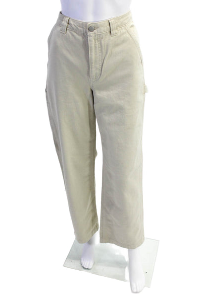 TNA Womens Cotton High-Rise Cargo Jeans Beige Size 6