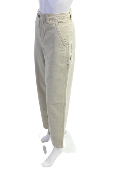 TNA Womens Cotton High-Rise Cargo Jeans Beige Size 6