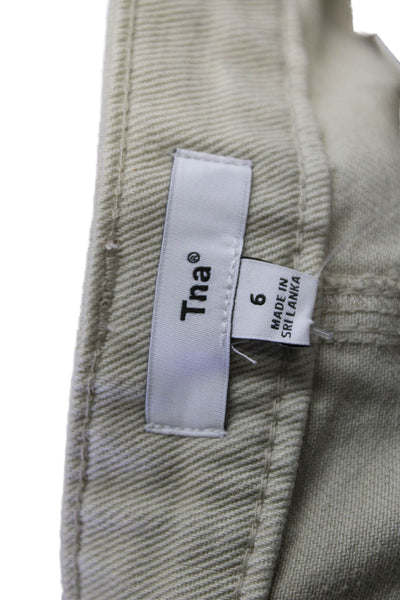 TNA Womens Cotton High-Rise Cargo Jeans Beige Size 6