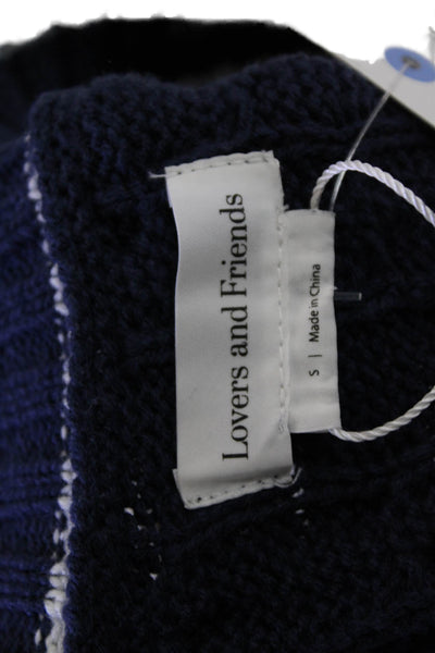 Lovers + Friends Womens Cotton Blend Cardigan Sweater Navy Size S