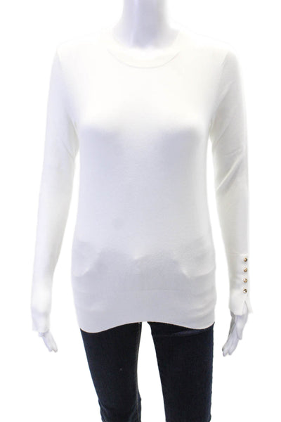 Zara Womens Long Sleeve Knit Crewneck Top White Size S