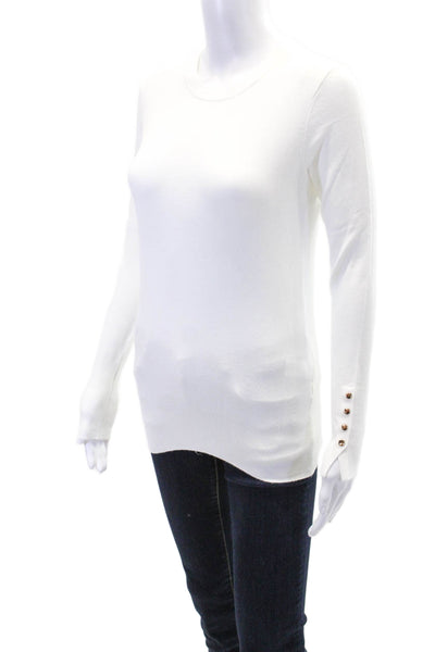 Zara Womens Long Sleeve Knit Crewneck Top White Size S