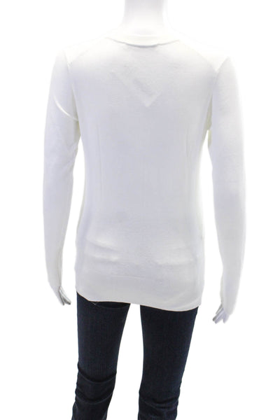 Zara Womens Long Sleeve Knit Crewneck Top White Size S