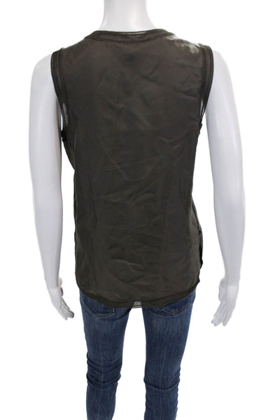 Rag & Bone Womens Sleeveless Ribbed Trim Tank Top Brown Size XS