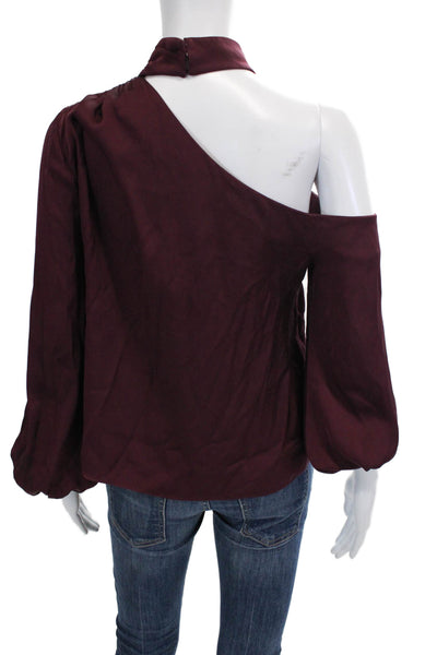 Intermix Womens Silk Long Sleeve One Shoulder Blouse Purple Size 2