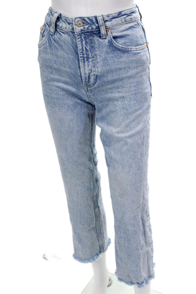 Rails Womens High Rise Raw Hem Flared Jeans Blue Size 23