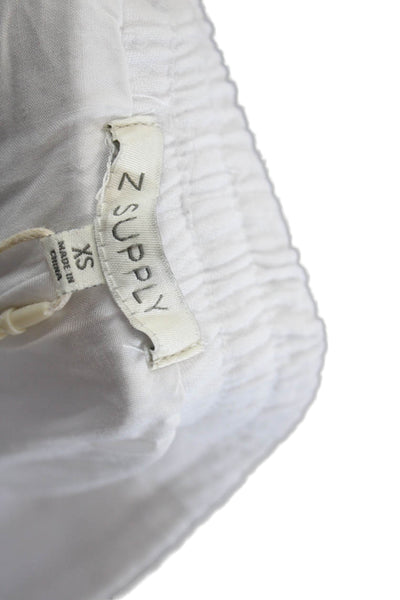 Z Supply Womens Cotton Elastic Waistband Casual Pants White Size XS