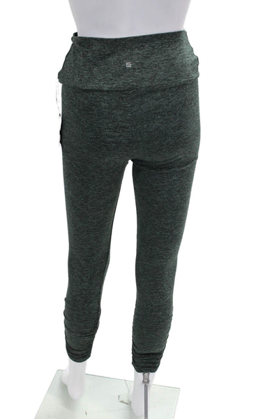 Lanston Sport Womens Heathered Ruched Activewear Leggings Green Size L