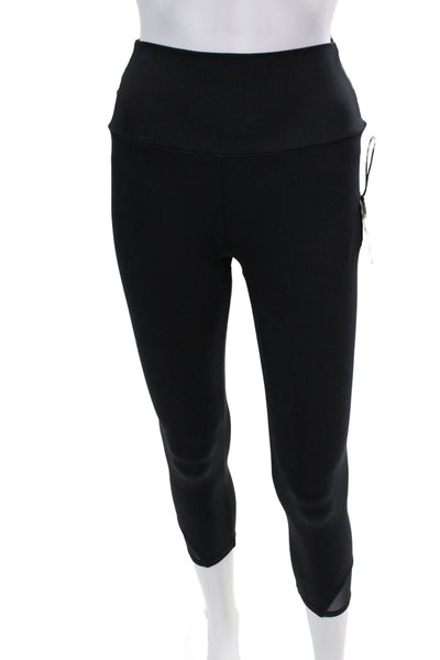 Lanston Sport Womens Sheer Panel Activewear Leggings Black Size M