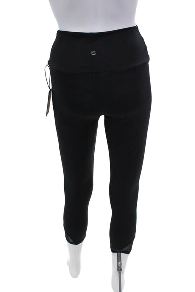 Lanston Sport Womens Sheer Panel Activewear Leggings Black Size M