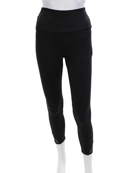 Lanston Sport Womens Sheer Panel Activewear Leggings Black Size S