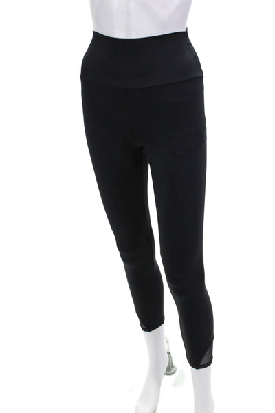 Lanston Sport Womens Sheer Panel Activewear Leggings Black Size S