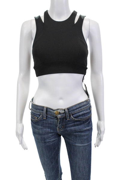 Lanston Sport Womens Stretch Strappy Activewear Bra Black Size S