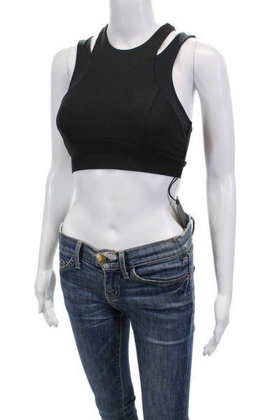 Lanston Sport Womens Stretch Strappy Activewear Bra Black Size S