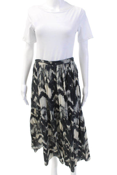 Ba&Sh Womens Cotton Abstract Print Maxi Skirt Black Size 42