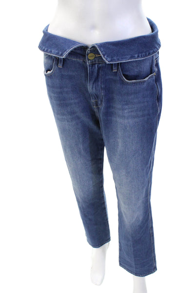 Frame Denim Womens Cotton Denim High-Rise Straight Leg Jeans Blue Size 29