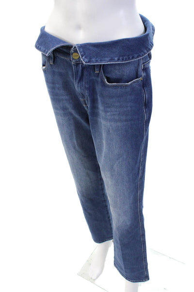 Frame Denim Womens Cotton Denim High-Rise Straight Leg Jeans Blue Size 29