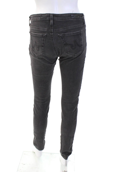 AG Adriano Goldschmied Womens Cotton Distressed Skinny Jeans Black Size 28R