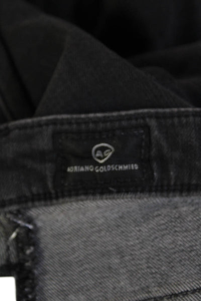 AG Adriano Goldschmied Womens Cotton Distressed Skinny Jeans Black Size 28R