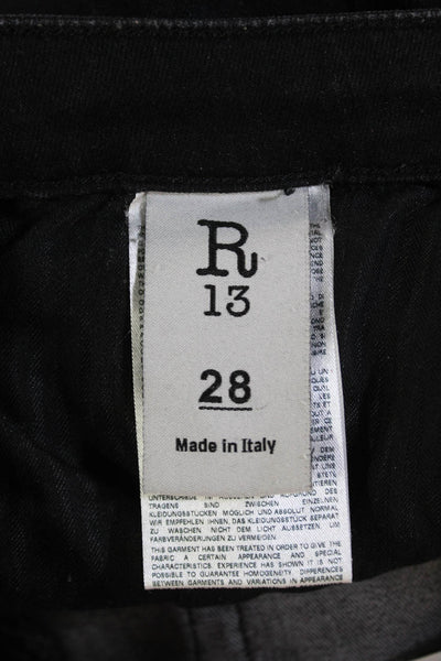 R13 Womens Cotton Mid-Rise Distressed Skinny Jeans Blue Size 28