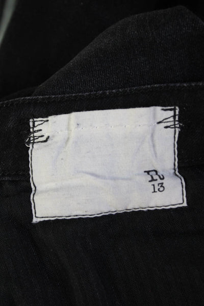 R13 Womens Cotton Mid-Rise Distressed Skinny Jeans Blue Size 28