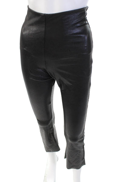 Commando Womens Vegan Leather High-Rise Flared Leggings Black Size M