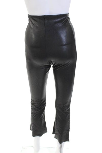 Commando Womens Vegan Leather High-Rise Flared Leggings Black Size M