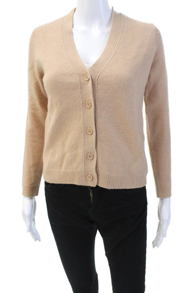 Zara Womens Button Down Cardigan Sweater Camel Beige Wool Size Small