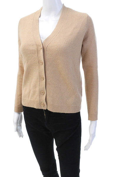 Zara Womens Button Down Cardigan Sweater Camel Beige Wool Size Small