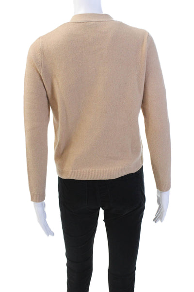 Zara Womens Button Down Cardigan Sweater Camel Beige Wool Size Small